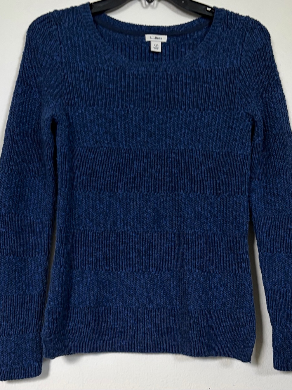 L.L. Bean Women's Deep Navy Textured Scoop Neck Sweater